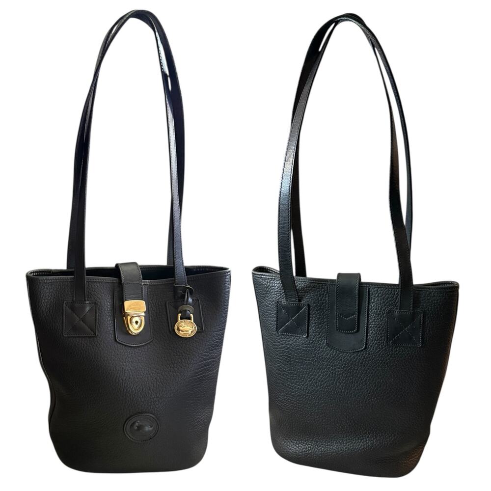 Dooney & Bourke Vintage Black All Weather Leather Bucket Bag Purse